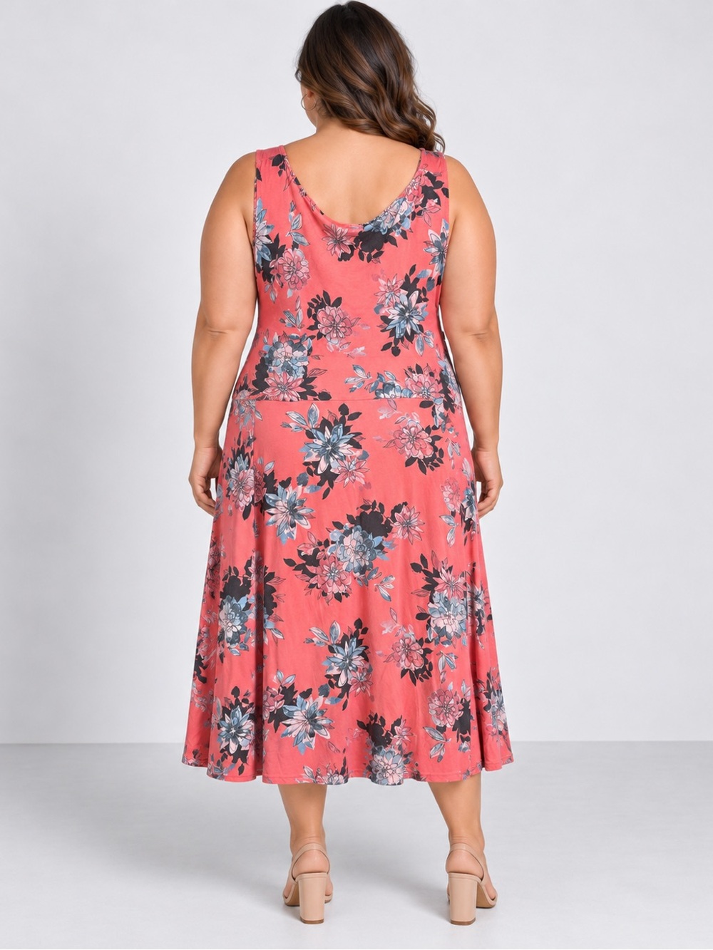 Michel Studio Coral Floral V-Neck Twist-Front Midi Dress – 3X - Picture 3 of 6